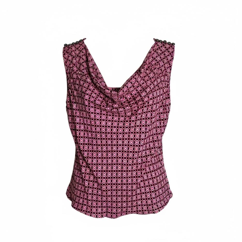 Michael Kors Pink Black Silk Draped Blouse 4